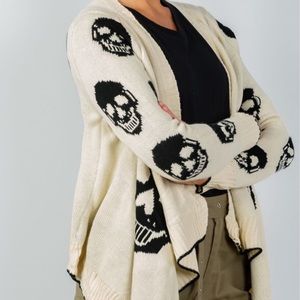 Cream and black skull Cardigan Sweater